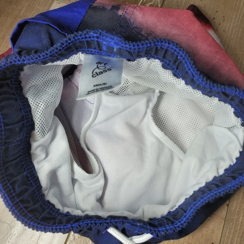 Art Class Boys' Ombre Swim Trunks Size XS (4/5) Red White Blue NWOT